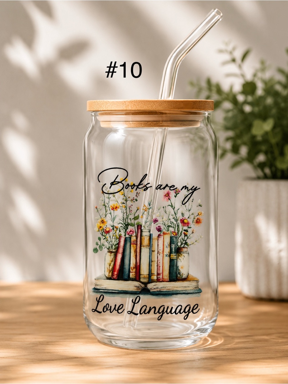 *Buy Now* book lovers cups 16 ounce glass tumbler straw and bamboo lid - Picture 10 of 15
